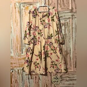 Place Floral Kids Dress - Cream and Pink